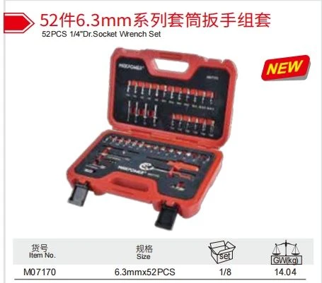 52 kpl 1/4" Dr. Socket Wrench Set kiinalainen tehdasvalmistaja Maxpower LIYU